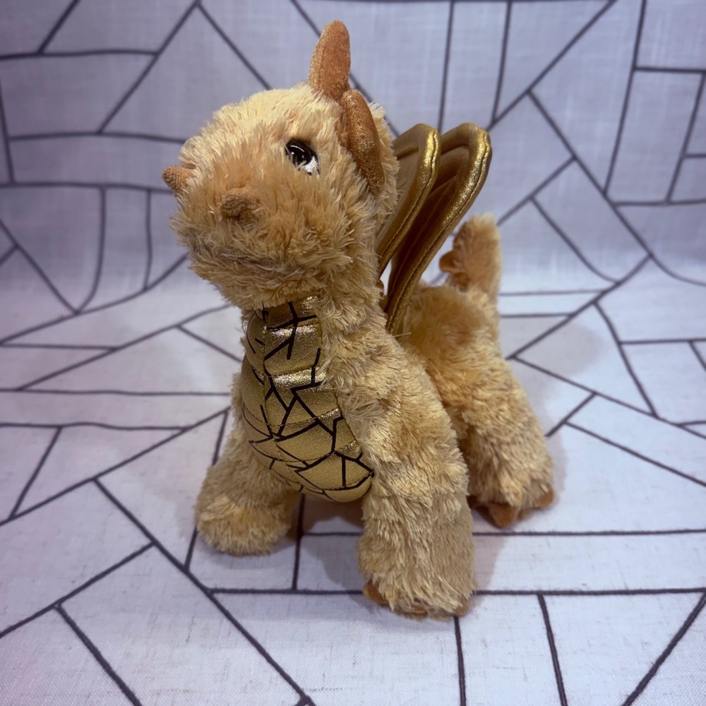 Melissa & Doug Plush Toy 8.5" Gold Tan Metallic Dragon Stuffed Animal